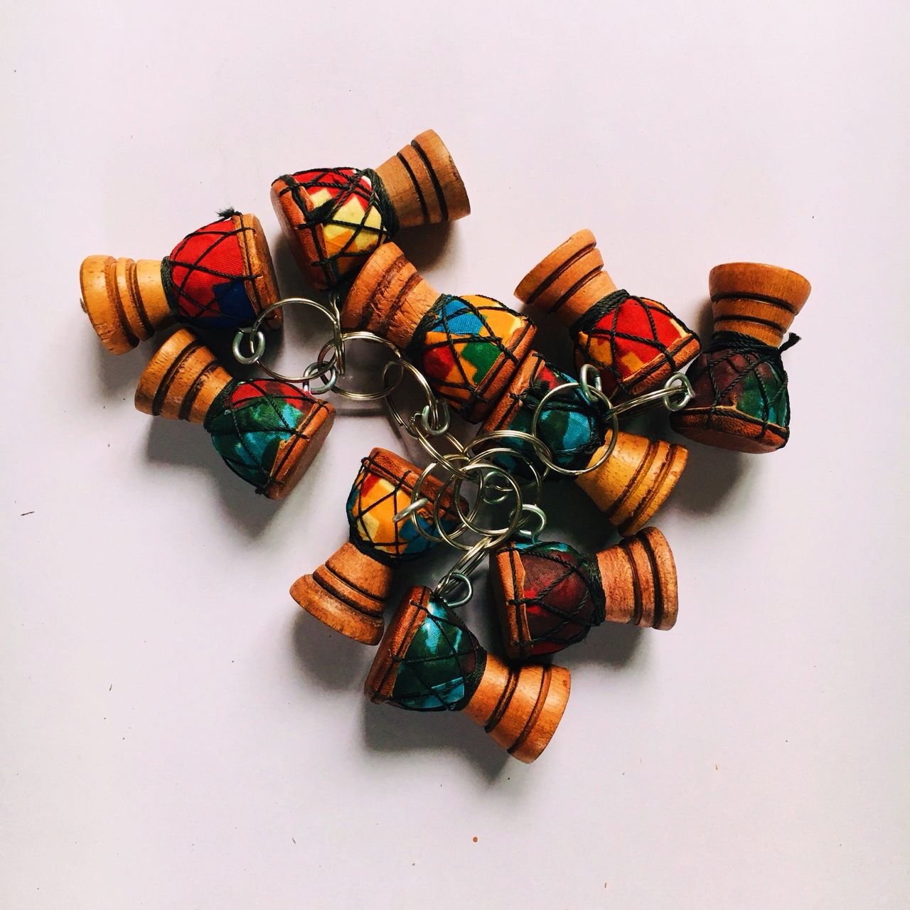 MINIATURE WOODEN TALKING DRUM KEYRINGS
